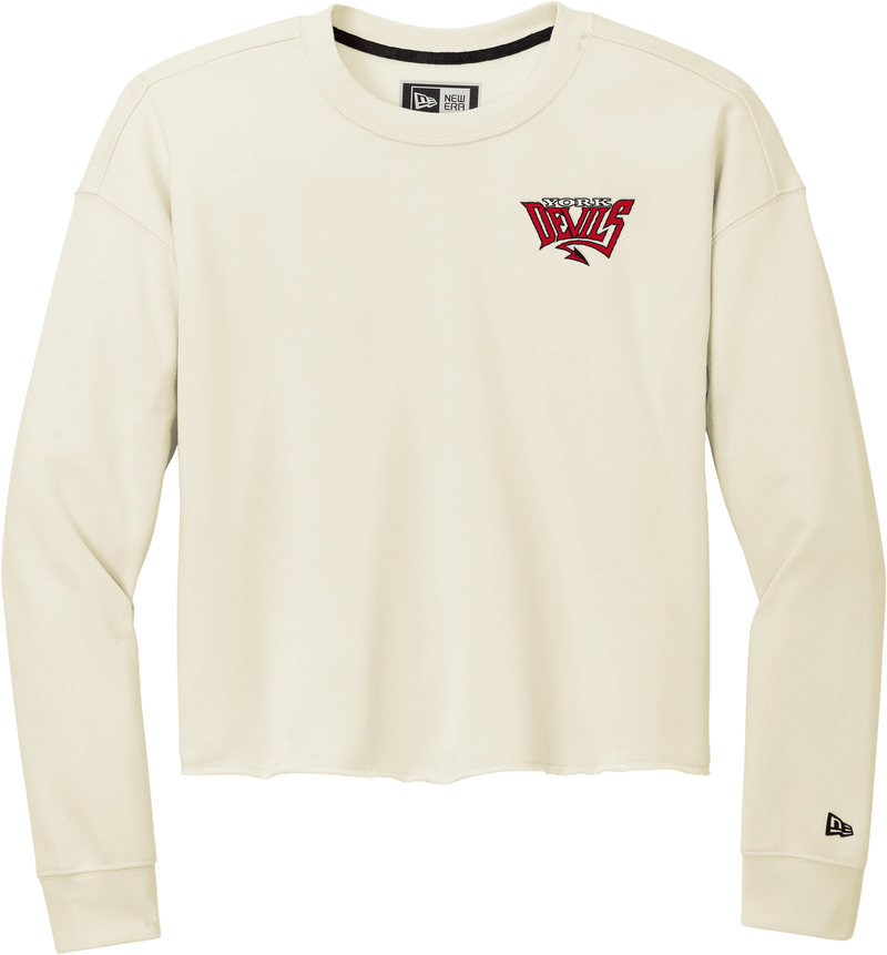 York Devils New Era Ladies Tri-Blend Fleece Crop Crew