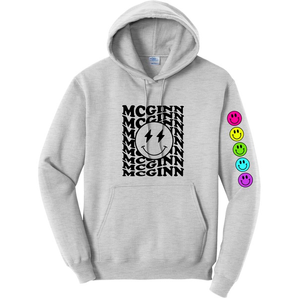 McGinn "Smiley Neon Sleeve" Core Fleece Pullover Hooded Sweatshirt